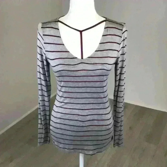 Glitz Striped Long Sleeve Top Size S - Picture 1 of 5